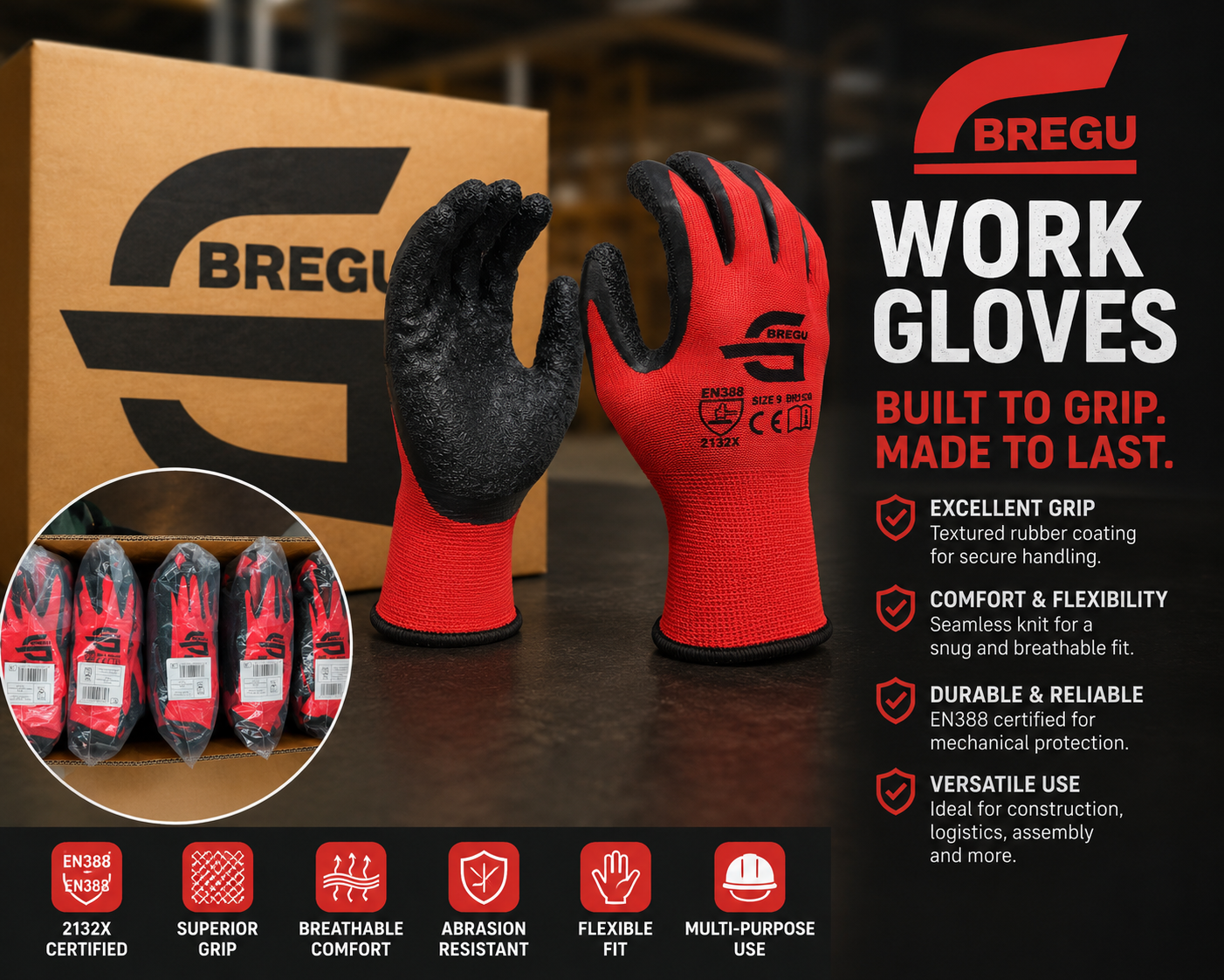 Arbeitshandschuhe Latex Grip 13G
