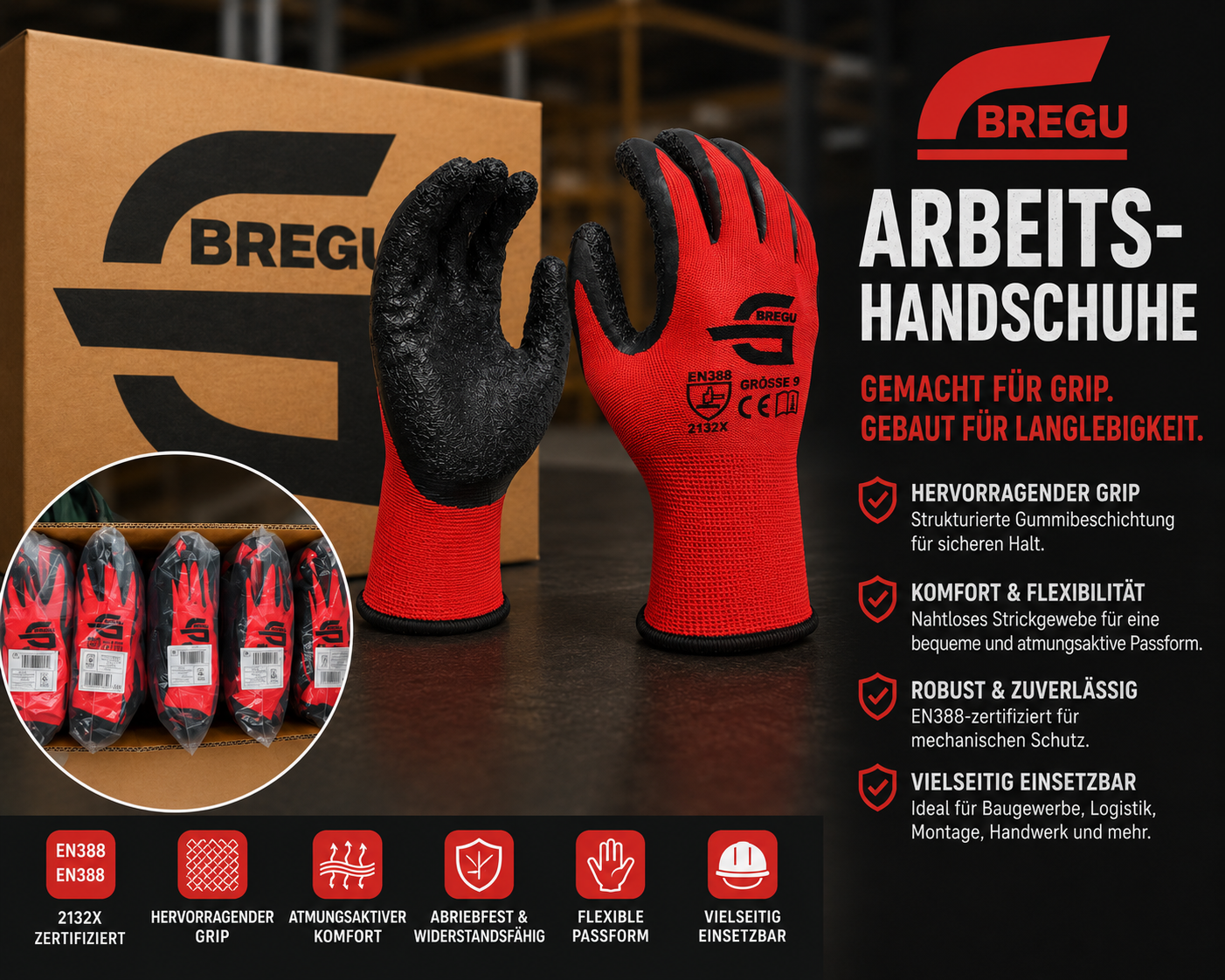 Arbeitshandschuhe Latex Grip 13G